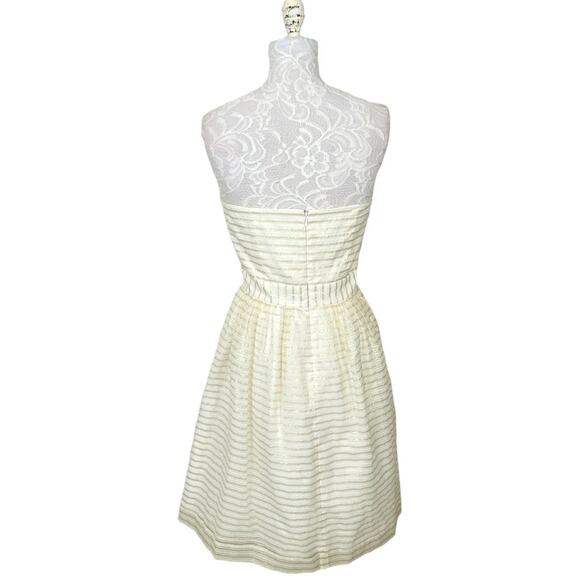 Lilly Pulitzer Kerry Striped Strapless Fit and Flare Dress White Gold Women 8 - Picture 3 of 13